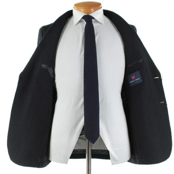 Cardinal of Canada NWT Wool Sport Coat Size 40R US In Black & Blue Knit